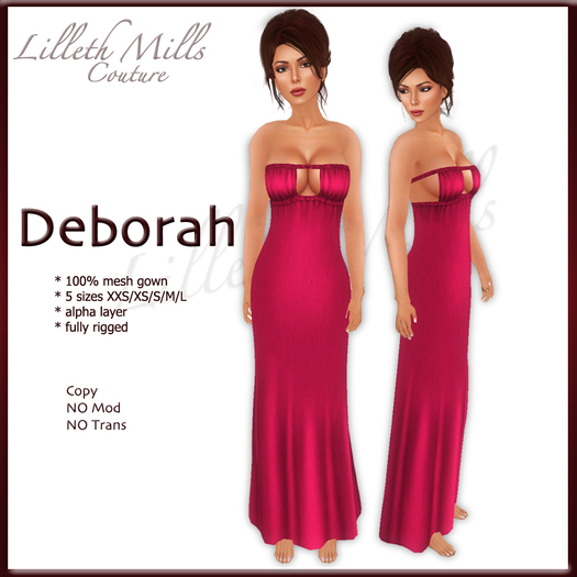 LMC Deborah - fully Rigged Mesh Gown - Magenta 