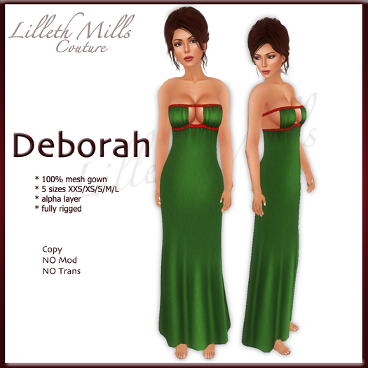 LMC Deborah - fully Rigged Mesh Gown - Xmas 