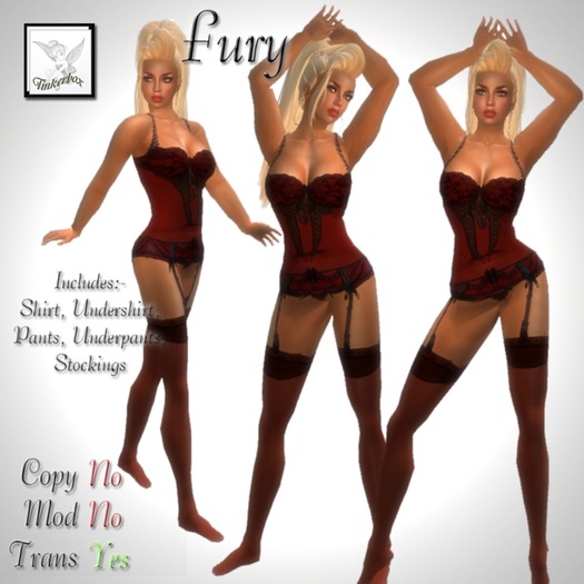 ~TB~ Fury Lingerie corset Red & Black Sexy