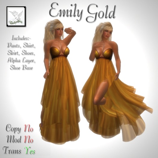 ~TB~ Emily Gold Evening/bridesmaid gown dress Complete