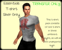 ~TB~ Essential T-shirt For Men - Silver Grey Devilcrest