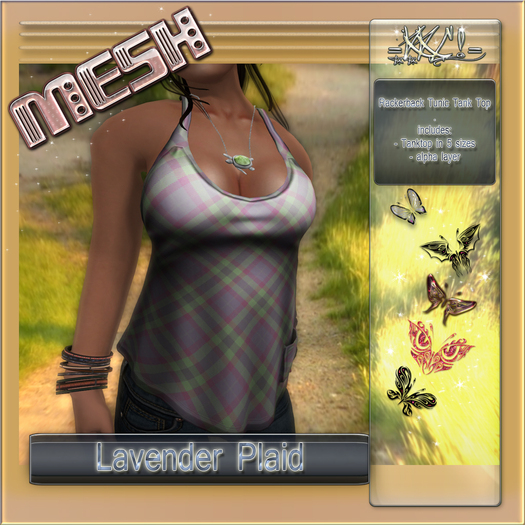 =KKC!= Rackerback Pocket Tunic Tank Top - Lavender Plaid