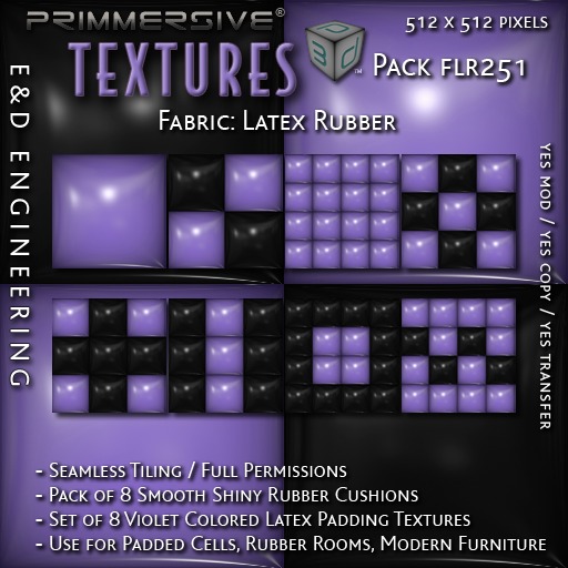 [FLR251] 8 Violet Latex and Black Latex Cushion Textures Violet Latex Textures Vinyl Textures by E&D ENGINEERING