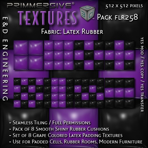[FLR258] 8 Grape Latex and Black Latex Cushion Textures Purple Latex Textures Vinyl Textures by E&D ENGINEERING
