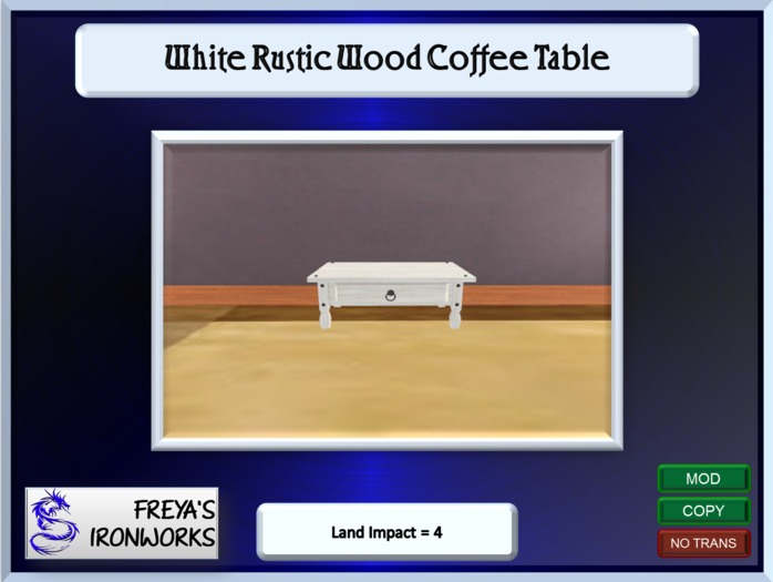 White Rustic Wood Coffee Table - Freya's Ironworks