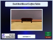 Dark Red Wood Coffee Table - Freya's Ironworks