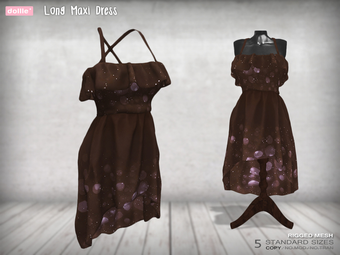 {dollle*} Long Maxi Dress - Brown