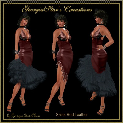 GSC Salsa Red Leather Mesh Dress