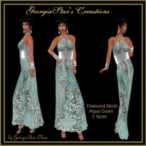 GSC Diamond Mesh Aqua Gown