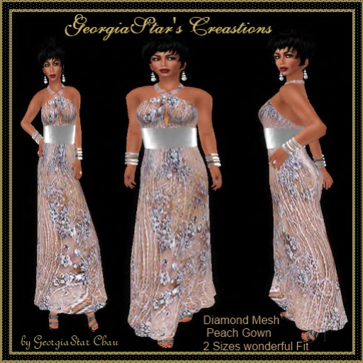 GSC Diamond Mesh Peach Gown