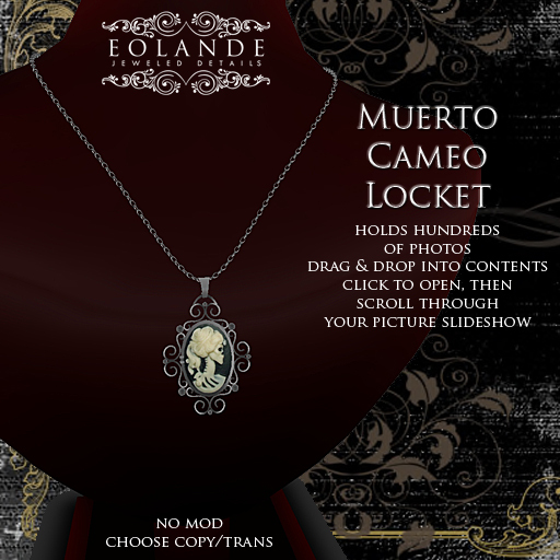 Eolande's Muerto Cameo Earrings & Locket (boxed)