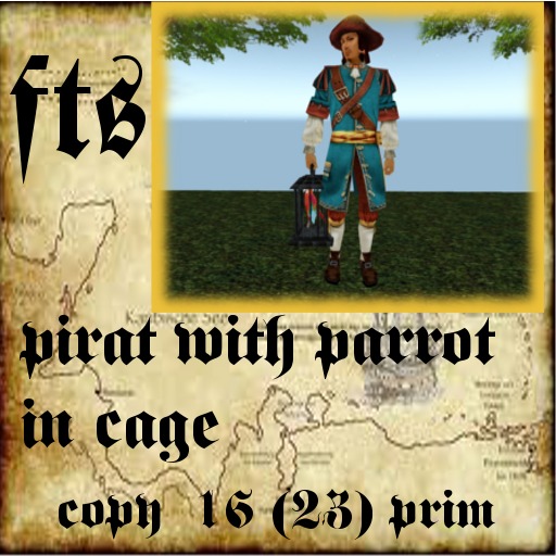 pirat with parrot in cage