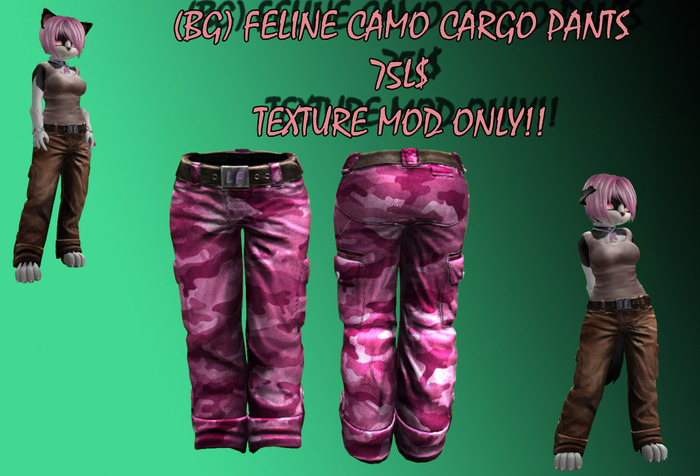 BG Feline Cargo Pants MOD - Camo - Pink