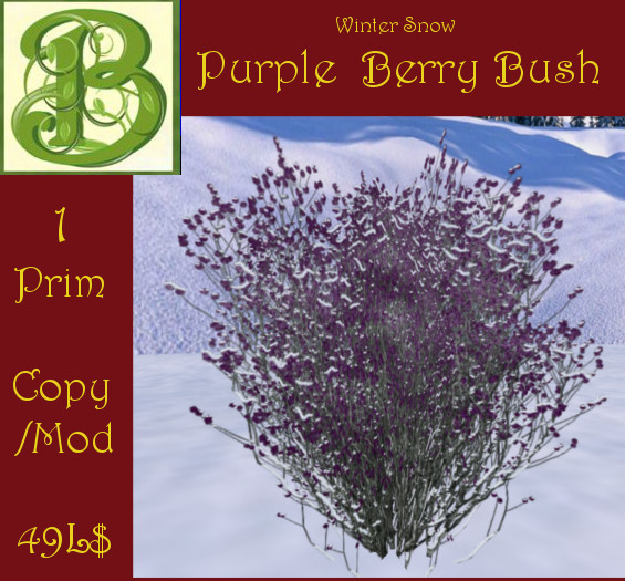 Winter Snow Purple Berry Bush