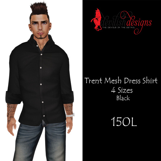 ! Devilish Designs Trent Mesh Dress Shirt Black