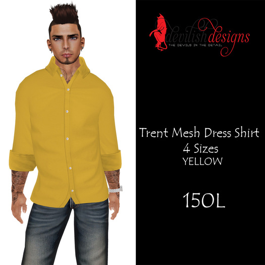 ! Devilish Designs Trent Mesh Dress Shirt Yellow