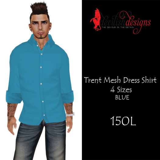 ! Devilish Designs Trent Mesh Dress Shirt Blue