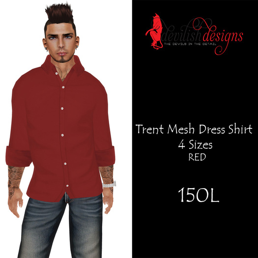 ! Devilish Designs Trent Mesh Dress Shirt Red