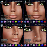 *P* Gem Face Piercings ~Colors & Bling~ Silver & Black (U)