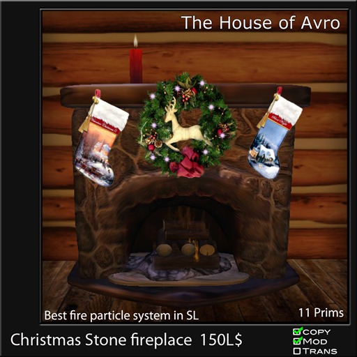 Christmas Stone fireplace