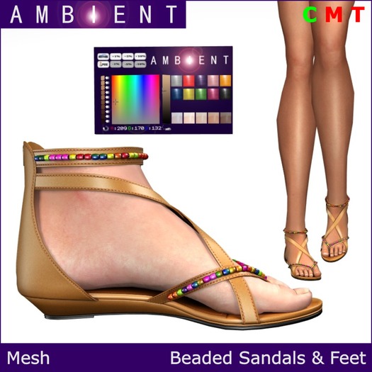[AMBI] Mesh Beaded Sandals With Feet