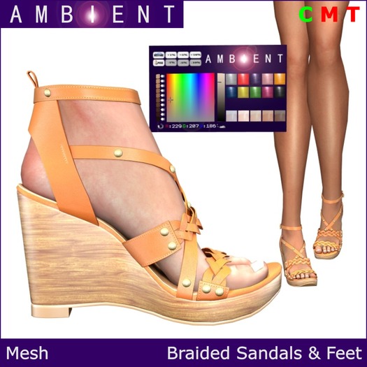 [AMBI] Mesh Braided Sandals With Feet