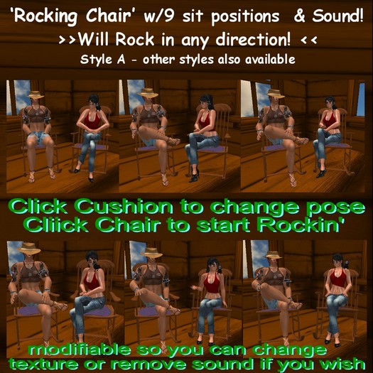 9 Poses Rocking Chair A1 3Prims COPY [boxed]