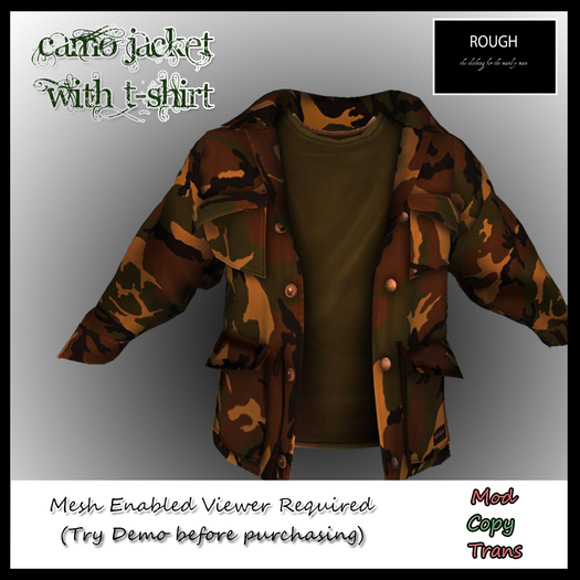 ROUGH Camo Jacket w/ Tshirt MESH 