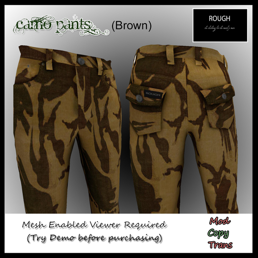 *ROUGH* BROWN Camo Pants MESH 