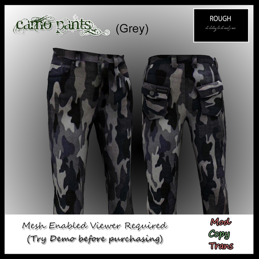 *ROUGH* GREY Camo Pants MESH 