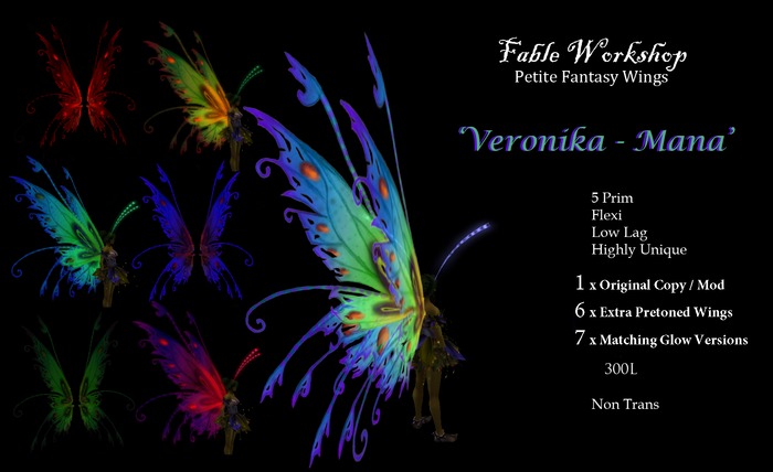 Resizeable Fantasy Wings 'Veronika Mana', [Blue Box Set] 