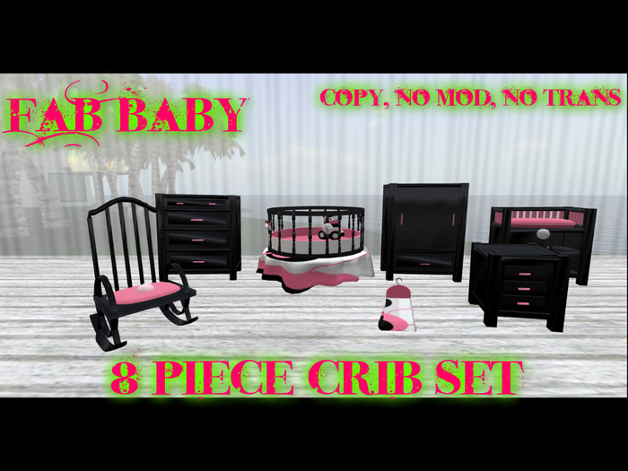 Fab.Baby Pink Swirl Crib Set No Canopy