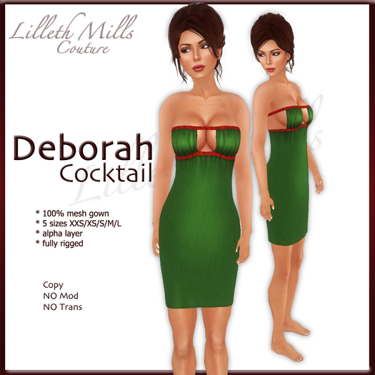 LMC Deborah Cocktail - fully Rigged Mesh Cocktail Gown - Xmas 