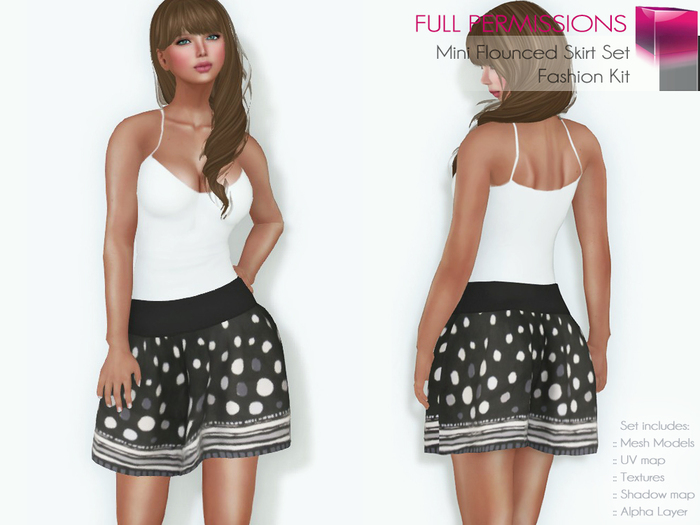 FULL PERM CLASSIC RIGGED MESH Women's Female Ladies Black Printed Mini Ruffled Flouncy Summer Skirt