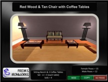 Red Wood Tan Chair w/ Tables - Freya's Ironworks