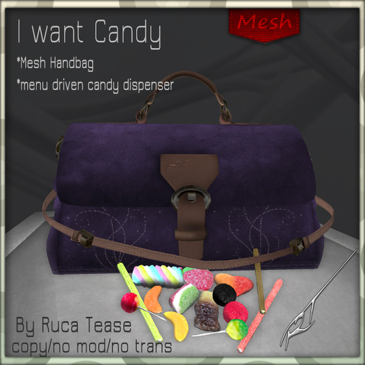 I want candy handbag Mesh purple