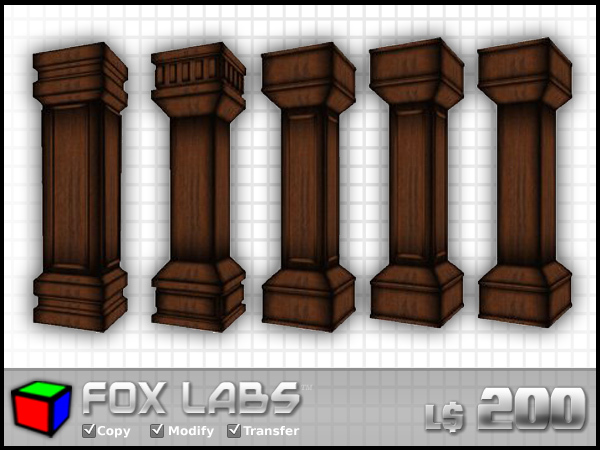 1 Prim Columns  - Full Perm - 6 Styles, High Quality Sculpts