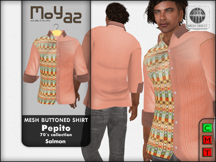 Pepito Mesh Buttoned Shirt - 70`s Collection - Salmon