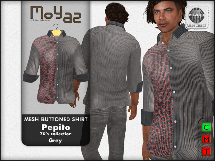 Pepito Mesh Buttoned Shirt - 70`s Collection - Grey
