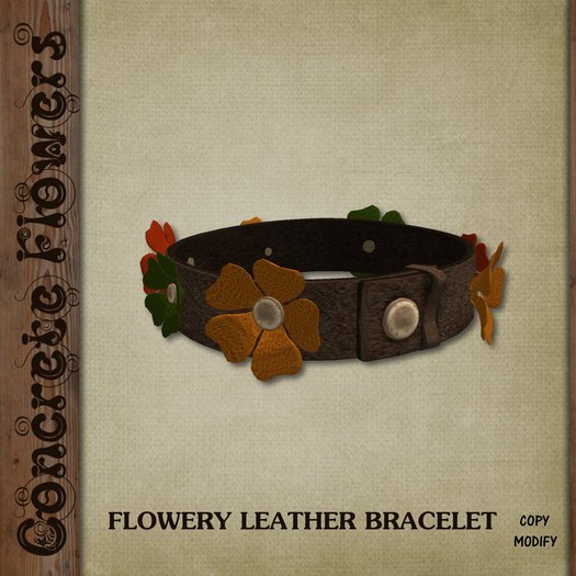 CONCRETE FLOWERS- FLOWERY LEATHER BRACELET