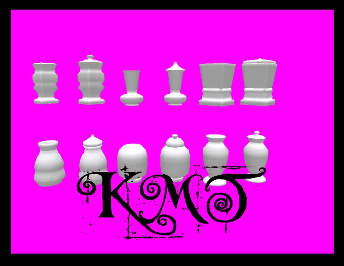 .:::K,M,T:::.Sculptz Vase With Lids Full Perms 