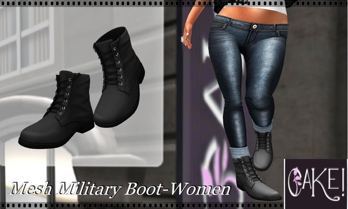 [>CaKe!!<]] Mesh Military Boot  Women - Black