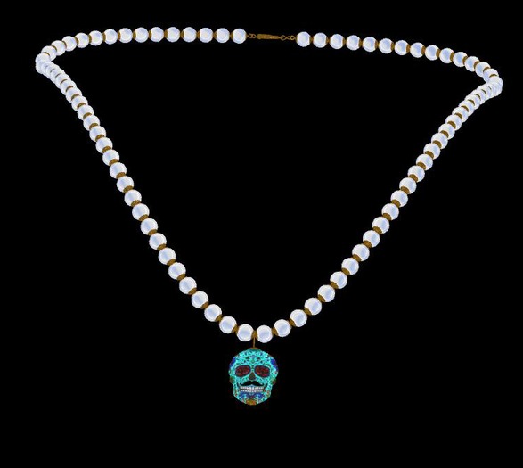 "Dia de los Muertos"-Blue Sugar Skull Necklace