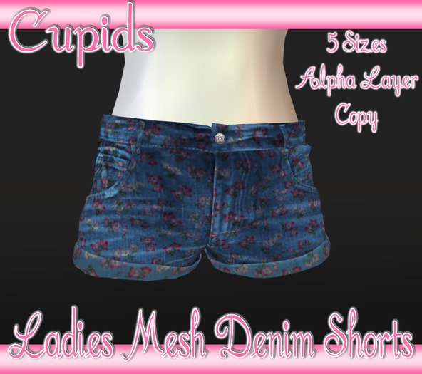 Ladies Mesh Denim Shorts Garden