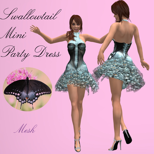 Swallowtail Mini Party Dress (Mesh)