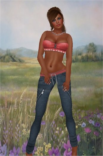 Southern Ruffles Mini Top and Zip Jeans Outfit - RED