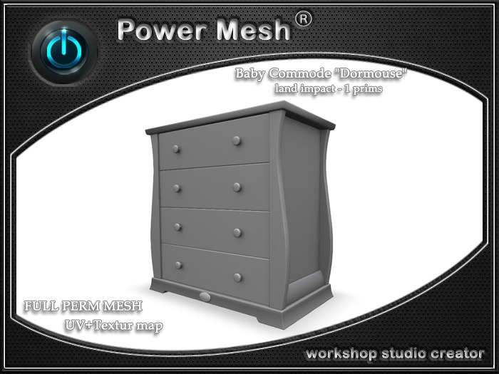 - { POWER MESH } - Full Perm Baby Commode "Dormouse" 