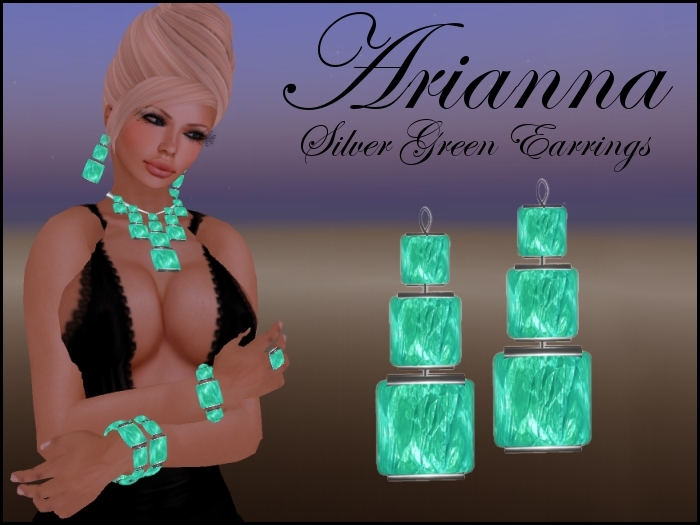 ARIANNA SILVER GREEN EARRINGS - PROMO