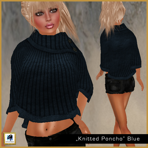 Knitted Poncho MESH blue - Earth & Sky Designs