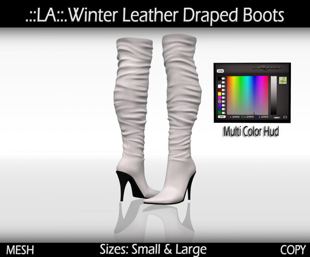 DEMO.::LA::.Winter Leather Draped Boots (Multiple Color Hud)